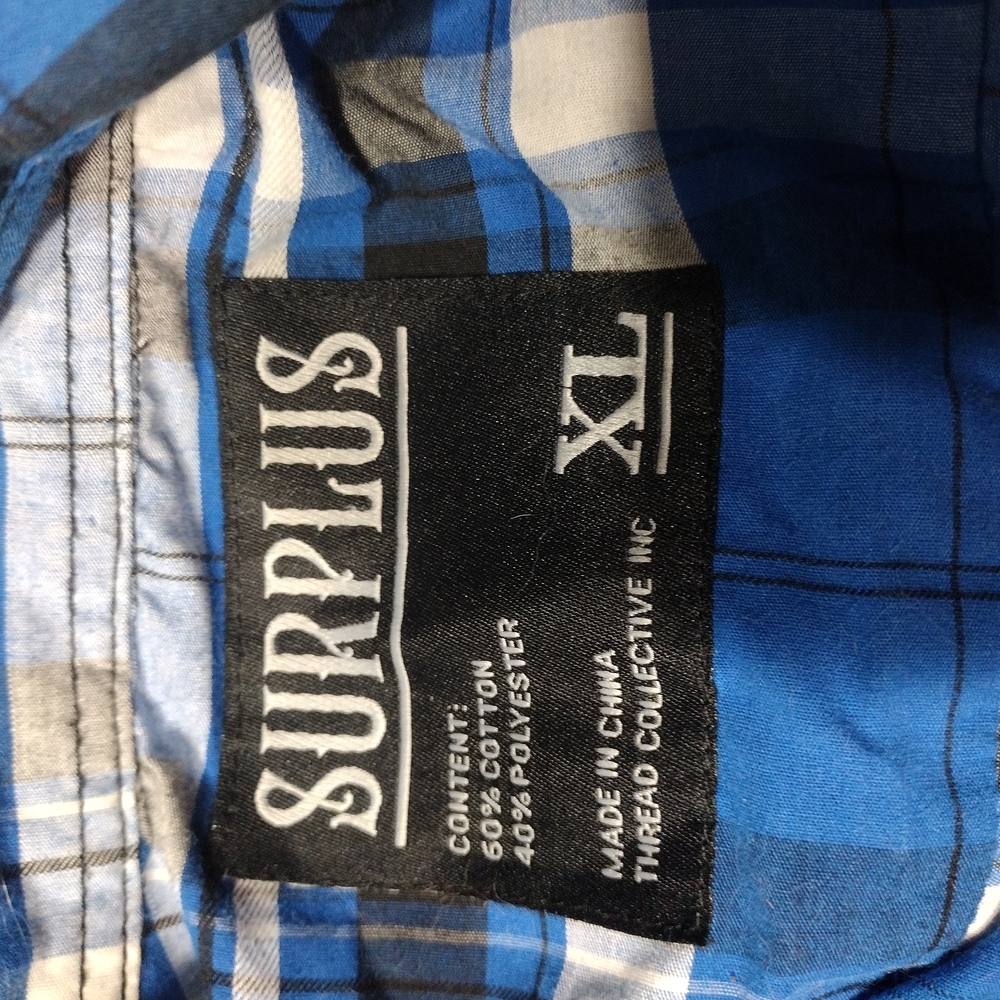 Surplus Blue Plaid Shirt XL